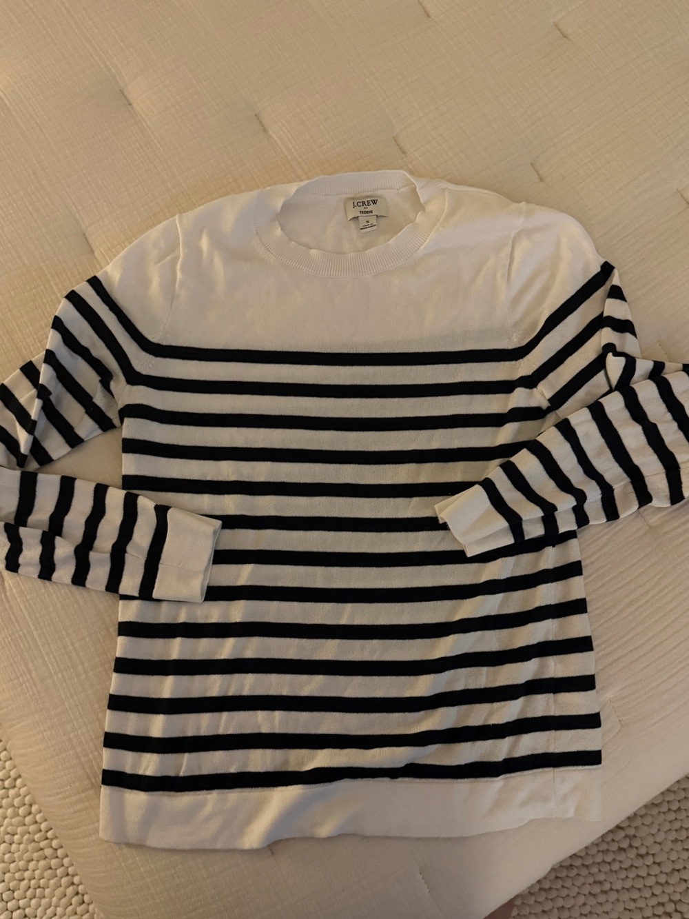 J. Crew Teddie White & Black Striped Long-Sleeve Top S